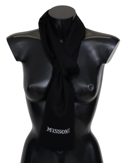 Missoni Elegant Embroidered Wool Scarf in Black Missoni