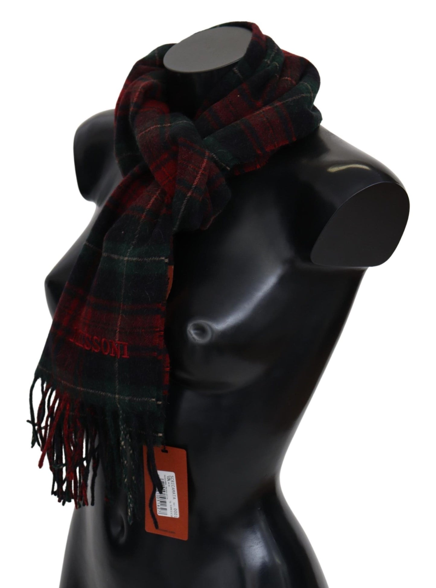 Missoni Elegant Check Wool Scarf with Logo Embroidery Missoni