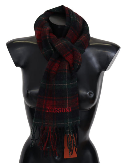 Missoni Elegant Check Wool Scarf with Logo Embroidery Missoni