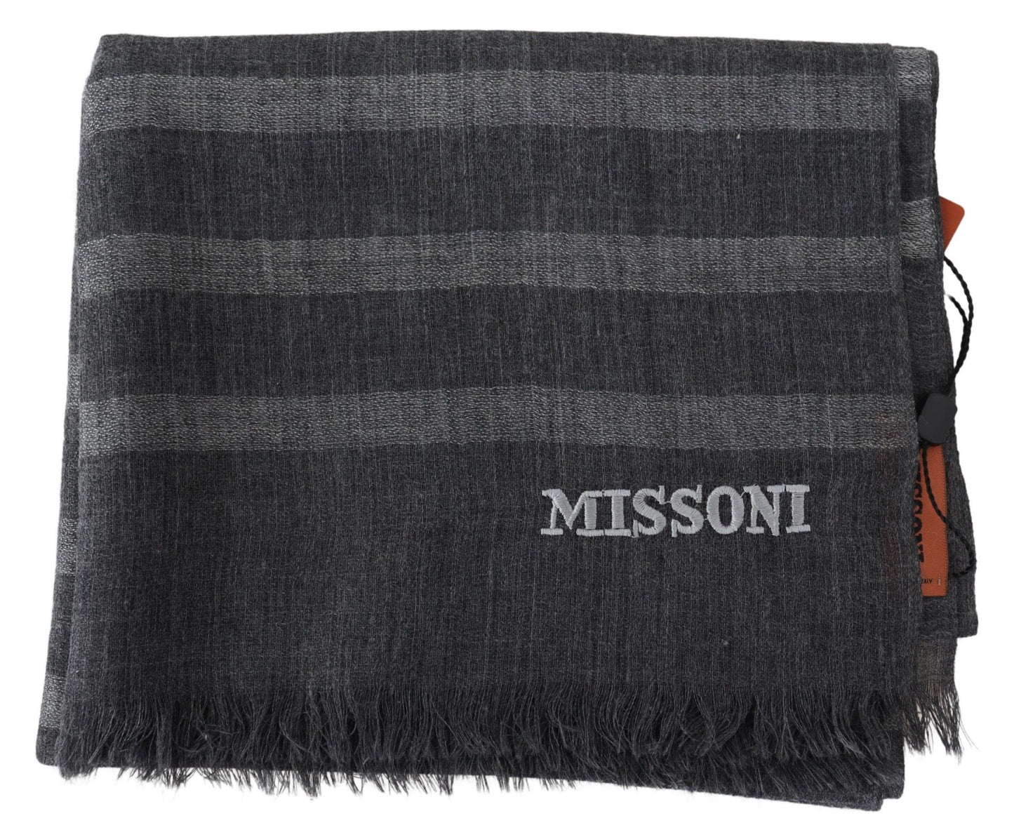 Missoni Elegant Unisex Wool Scarf with Logo Embroidery Missoni