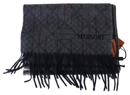 Missoni Elegant Cashmere Patterned Scarf with Logo Embroidery Missoni