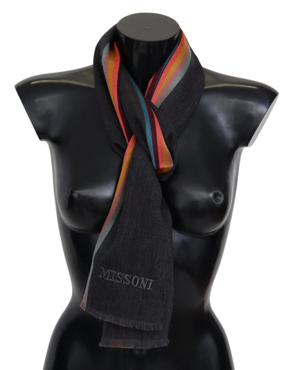 Missoni Elegant Wool-Silk Blend Striped Scarf Missoni