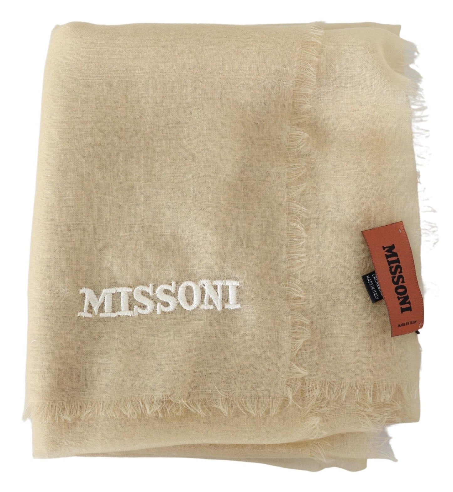 Missoni Elegant Cashmere Scarf in Beige Missoni