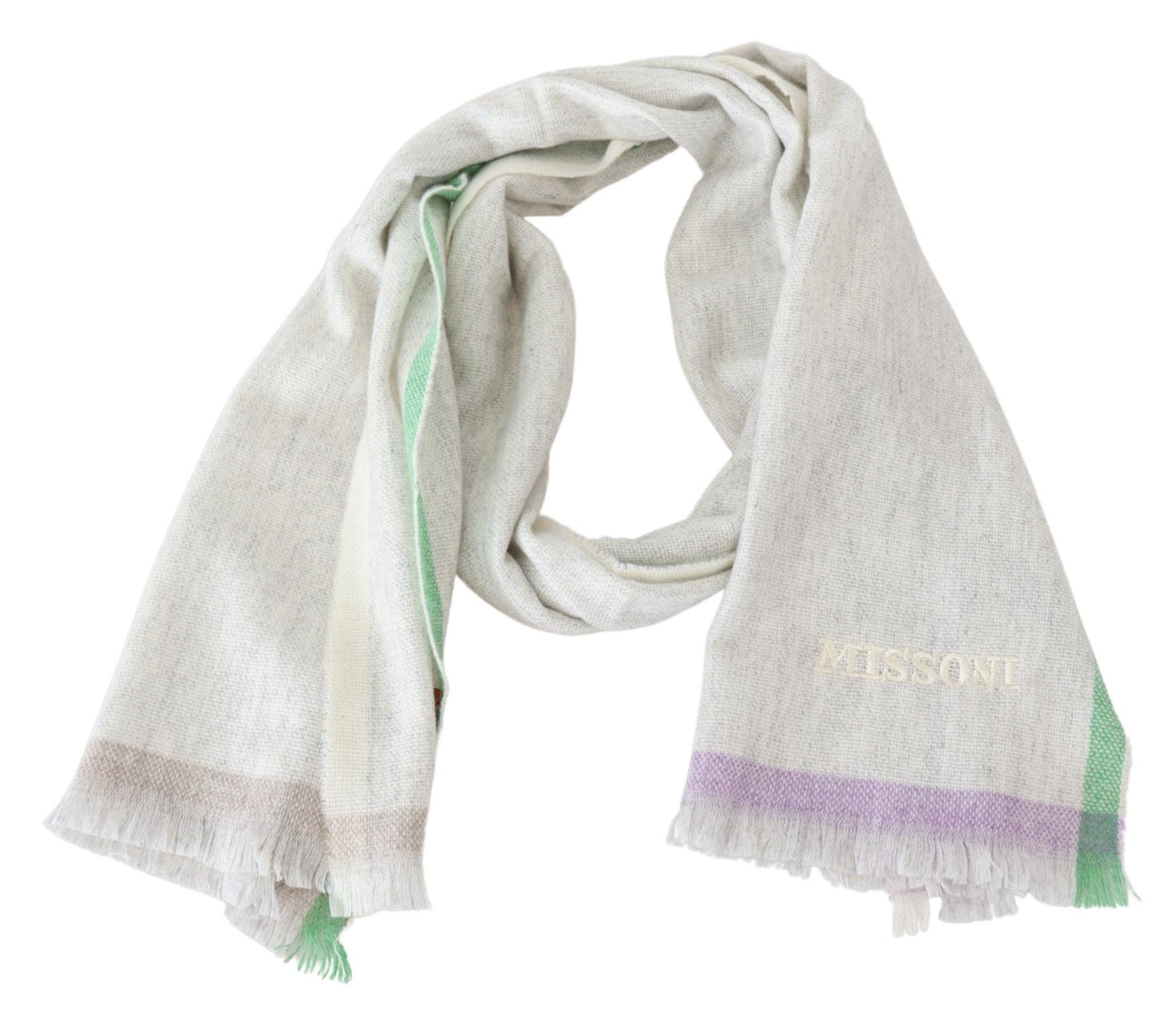 Missoni Multicolor Cashmere Line Pattern Scarf Missoni