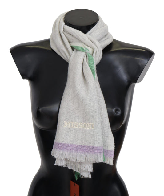 Missoni Multicolor Cashmere Line Pattern Scarf Missoni