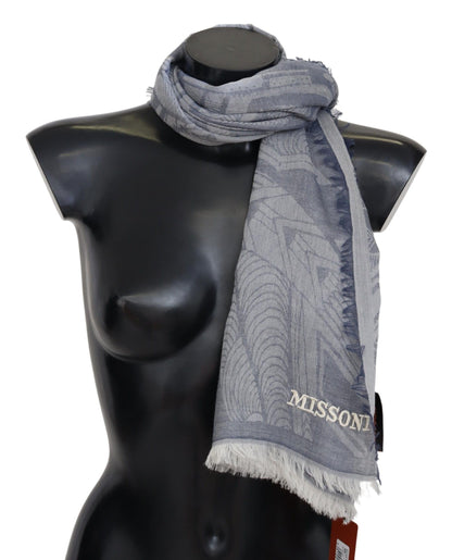 Missoni Elegant Cashmere Fringed Scarf in Gray Missoni