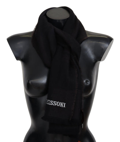 Missoni Elegant Black Wool Scarf with Logo Embroidery Missoni