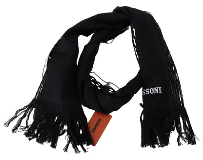 Missoni Elegant Wool Silk Unisex Black Scarf Missoni