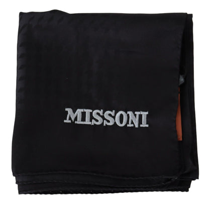 Missoni Elegant Black Wool Scarf with Embroidered Logo Missoni