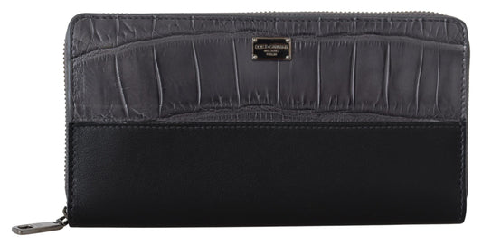 Dolce & Gabbana Elegant Textured Leather Zip-Around Wallet Dolce & Gabbana