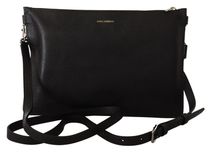 Dolce & Gabbana Elegant Black Leather Sling Shoulder Bag Dolce & Gabbana