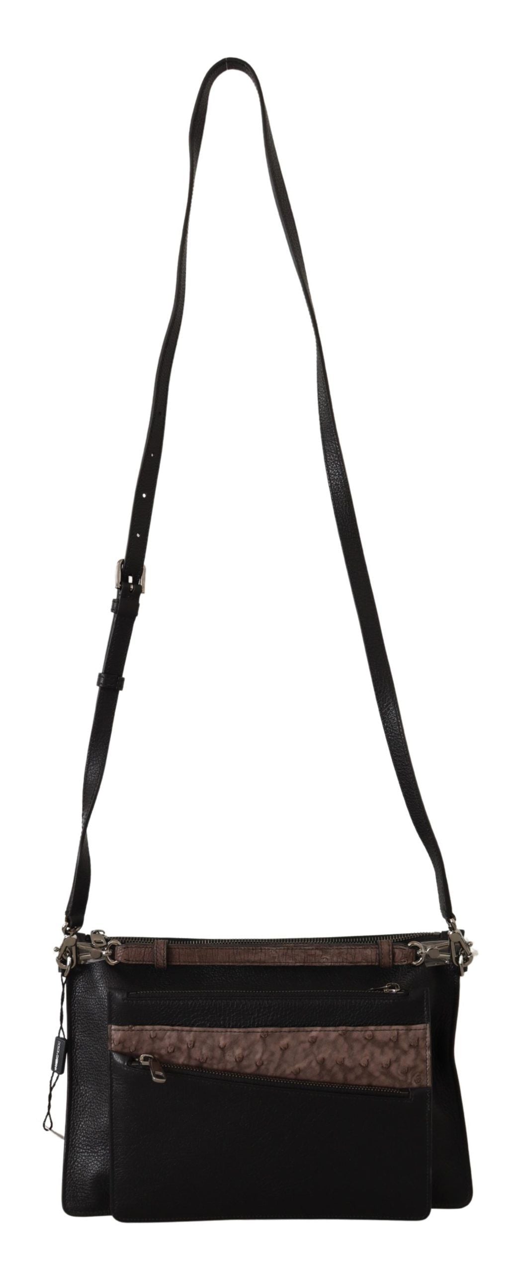 Dolce & Gabbana Elegant Black Leather Sling Shoulder Bag Dolce & Gabbana