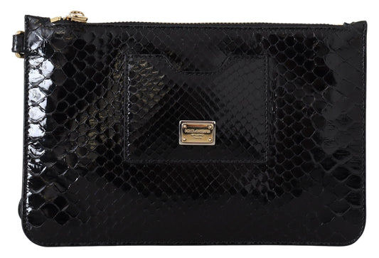 Dolce & Gabbana Exotic Leather Black Wristlet Wallet Dolce & Gabbana