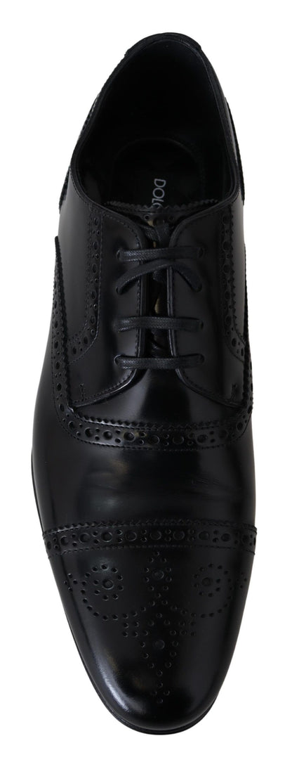 Dolce & Gabbana Elegant Black Leather Formal Derby Shoes Dolce & Gabbana