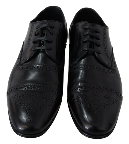 Dolce & Gabbana Elegant Black Leather Formal Derby Shoes Dolce & Gabbana