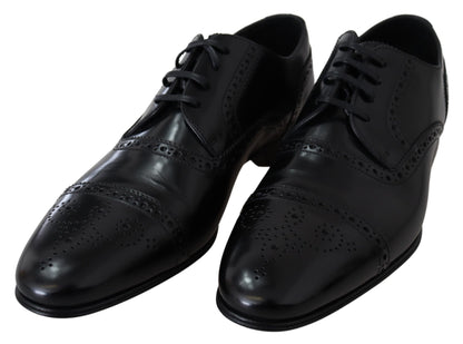 Dolce & Gabbana Elegant Black Leather Formal Derby Shoes Dolce & Gabbana