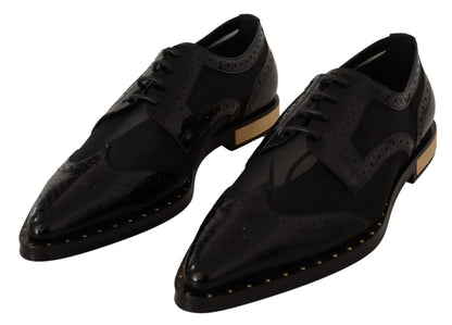 Dolce & Gabbana Elegant Gold-Trimmed Black Oxford Lace-Ups Dolce & Gabbana