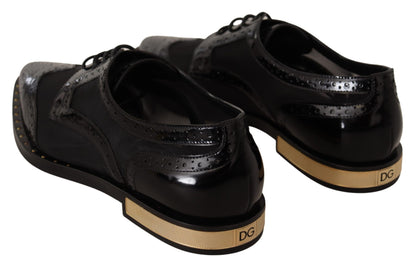 Dolce & Gabbana Elegant Gold-Trimmed Black Oxford Lace-Ups Dolce & Gabbana