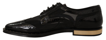 Dolce & Gabbana Elegant Gold-Trimmed Black Oxford Lace-Ups Dolce & Gabbana