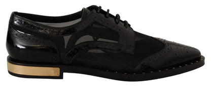 Dolce & Gabbana Elegant Gold-Trimmed Black Oxford Lace-Ups Dolce & Gabbana