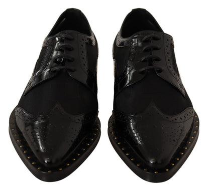 Dolce & Gabbana Elegant Gold-Trimmed Black Oxford Lace-Ups Dolce & Gabbana