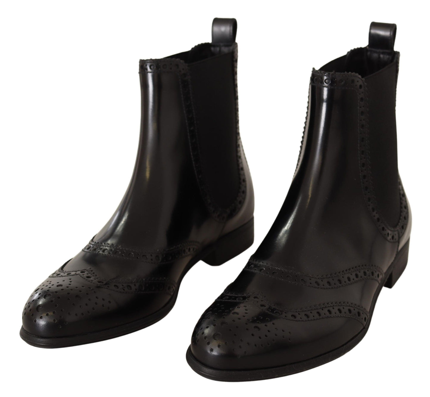 Dolce & Gabbana Elegant Black Ankle Wingtip Oxford Boots Dolce & Gabbana