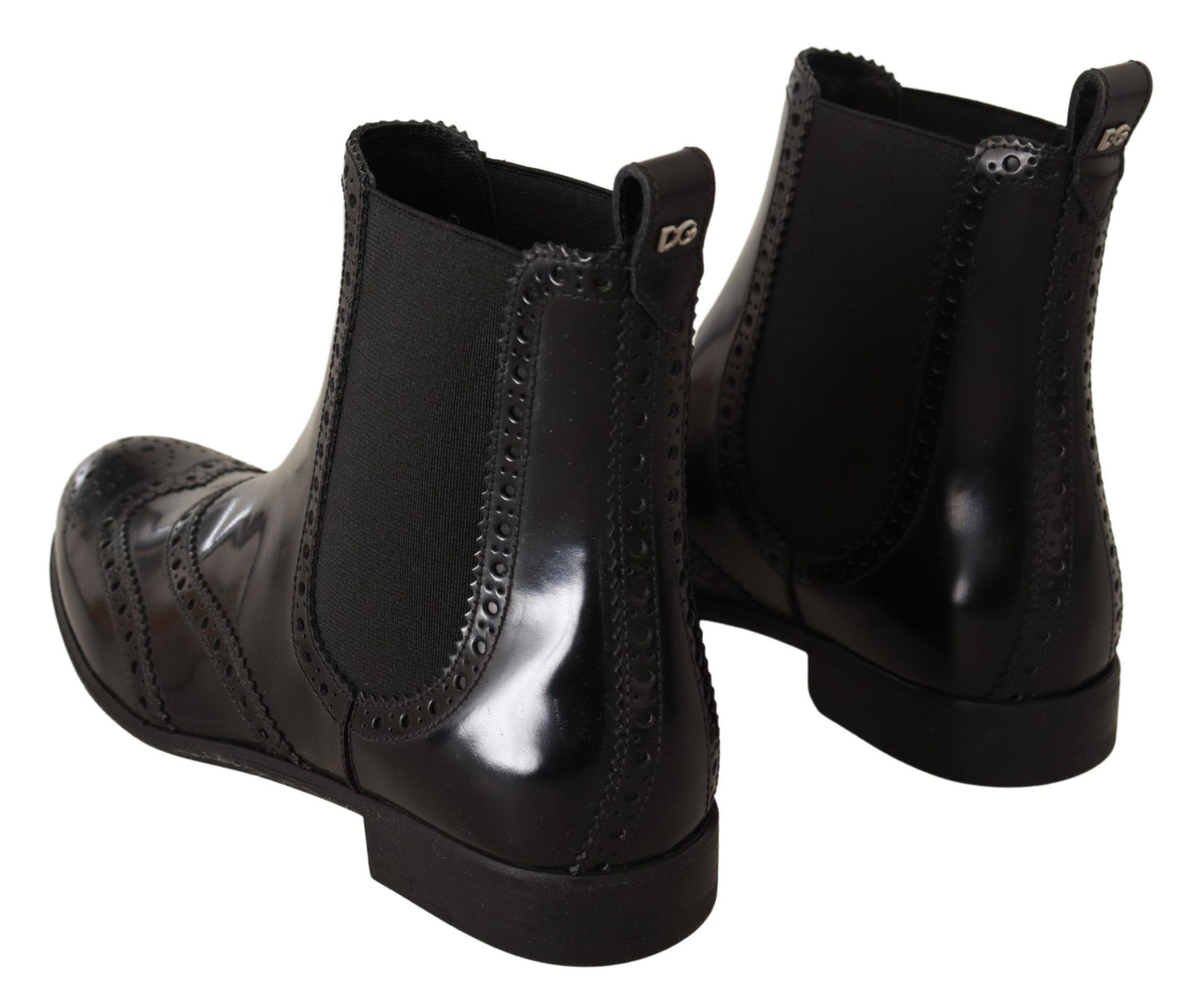 Dolce & Gabbana Elegant Black Ankle Wingtip Oxford Boots Dolce & Gabbana