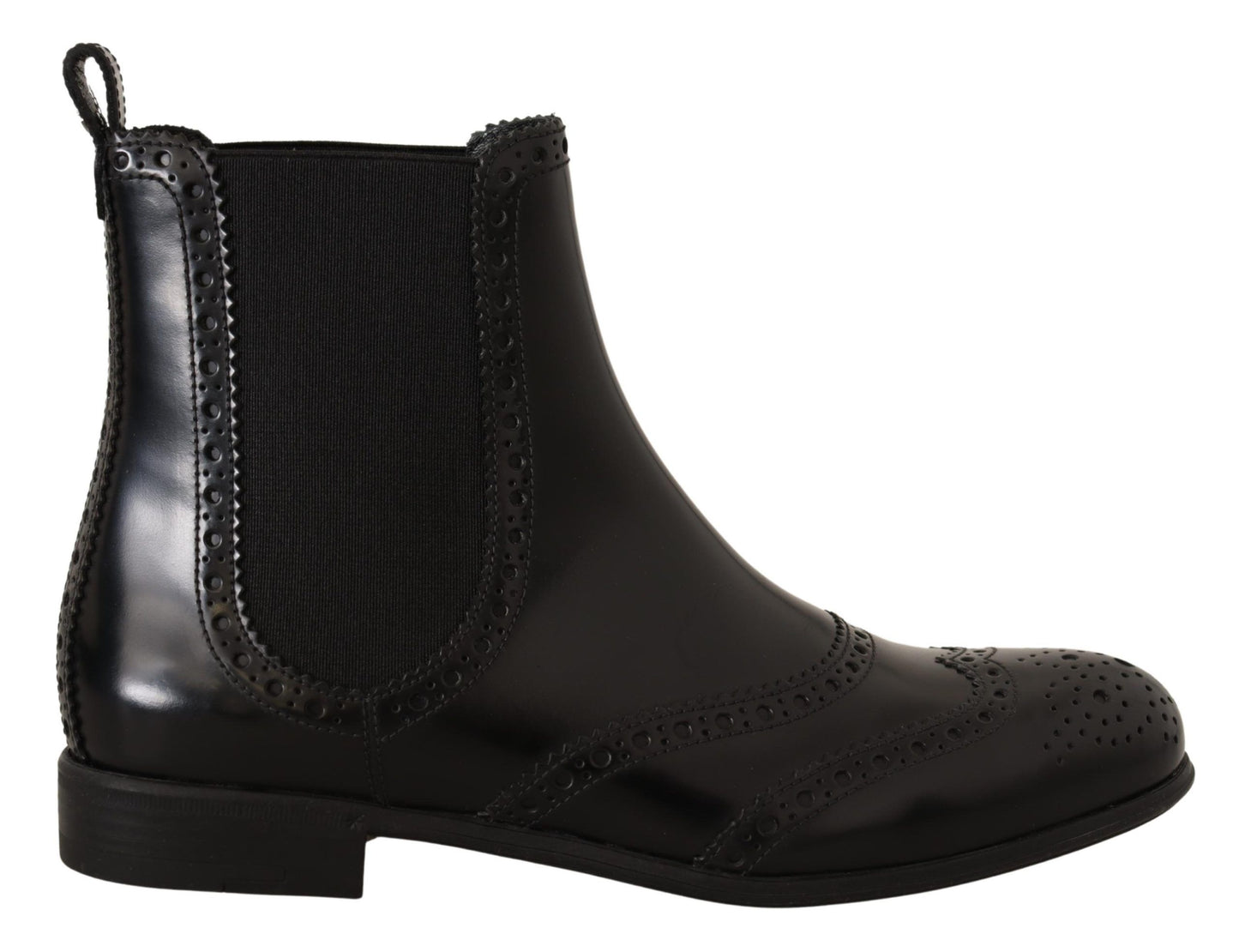 Dolce & Gabbana Elegant Black Ankle Wingtip Oxford Boots Dolce & Gabbana