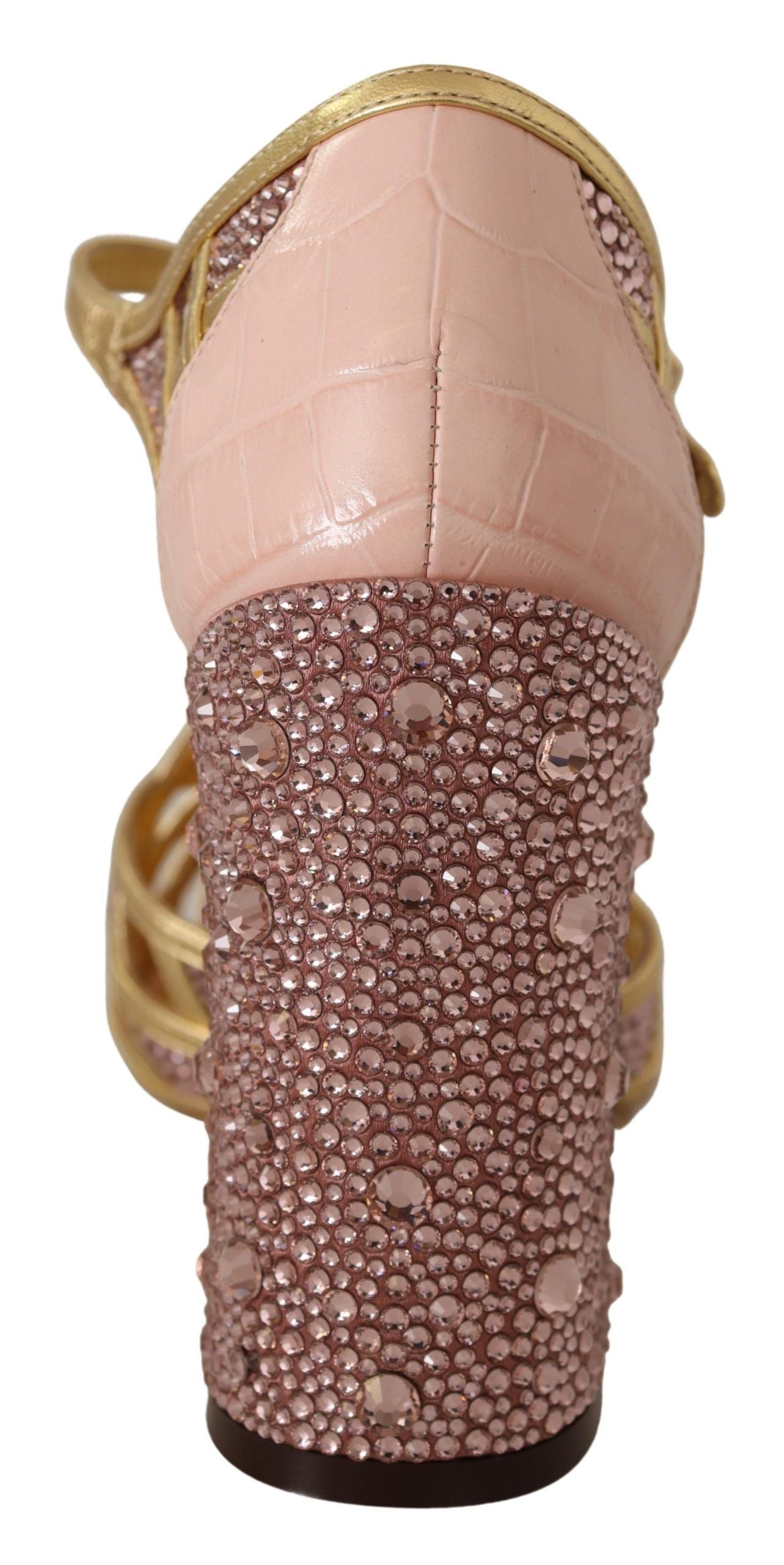 Dolce & Gabbana Silk-Infused Leather Crystal Pumps in Pink Gold Dolce & Gabbana