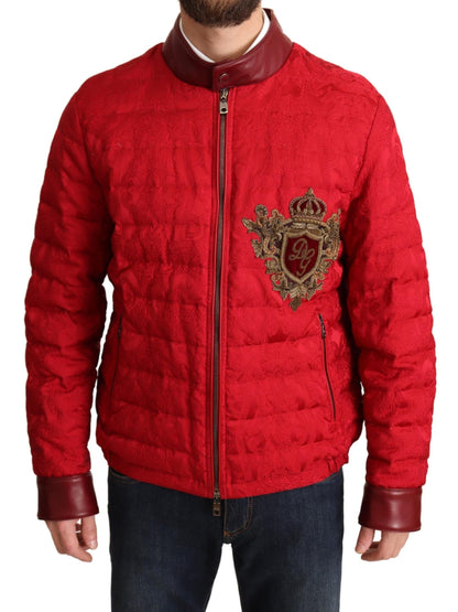 Dolce & Gabbana Red and Gold Bomber Designer Jacket Dolce & Gabbana