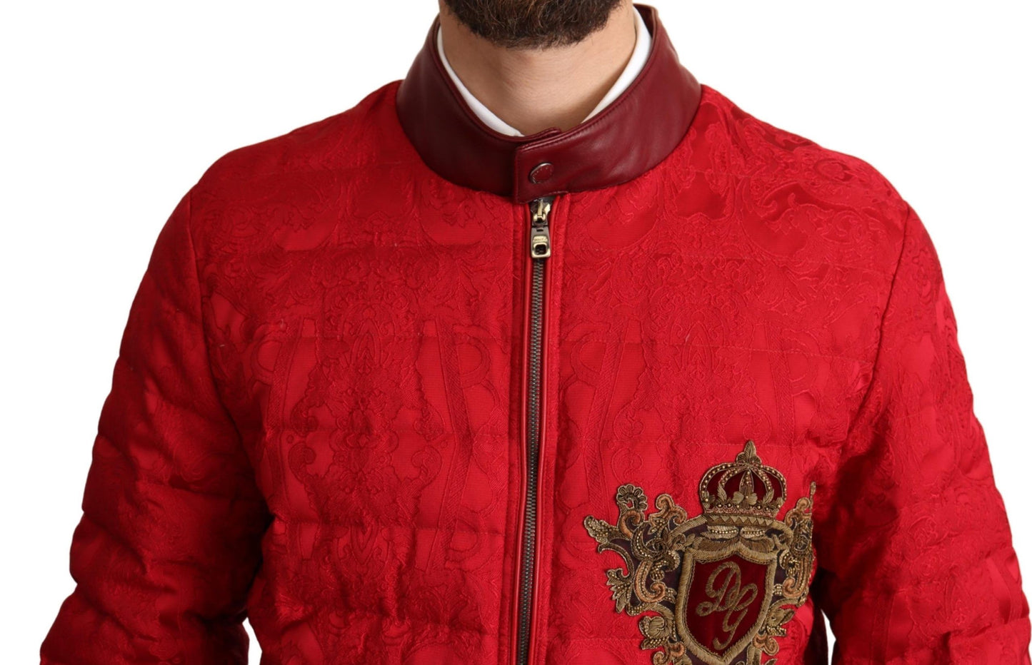 Dolce & Gabbana Red and Gold Bomber Designer Jacket Dolce & Gabbana