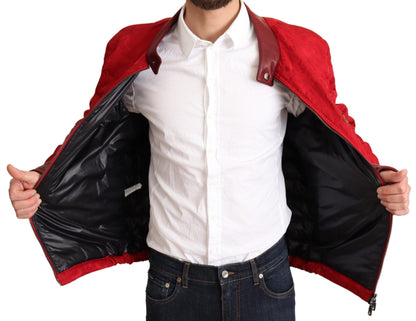 Dolce & Gabbana Red and Gold Bomber Designer Jacket Dolce & Gabbana