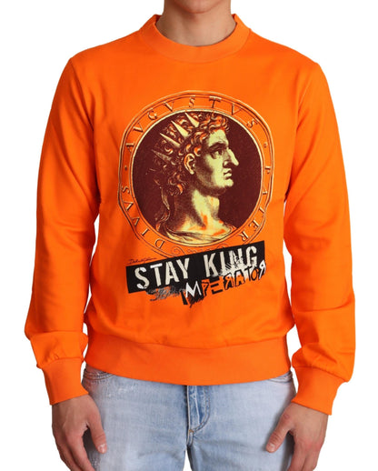 Dolce & Gabbana Regal Crewneck Cotton Sweater in Orange Dolce & Gabbana