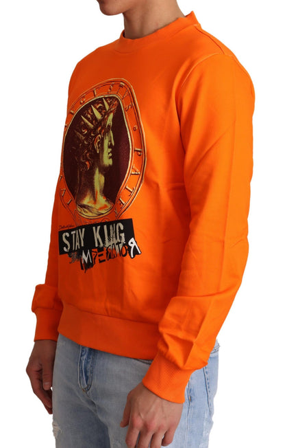 Dolce & Gabbana Regal Crewneck Cotton Sweater in Orange Dolce & Gabbana