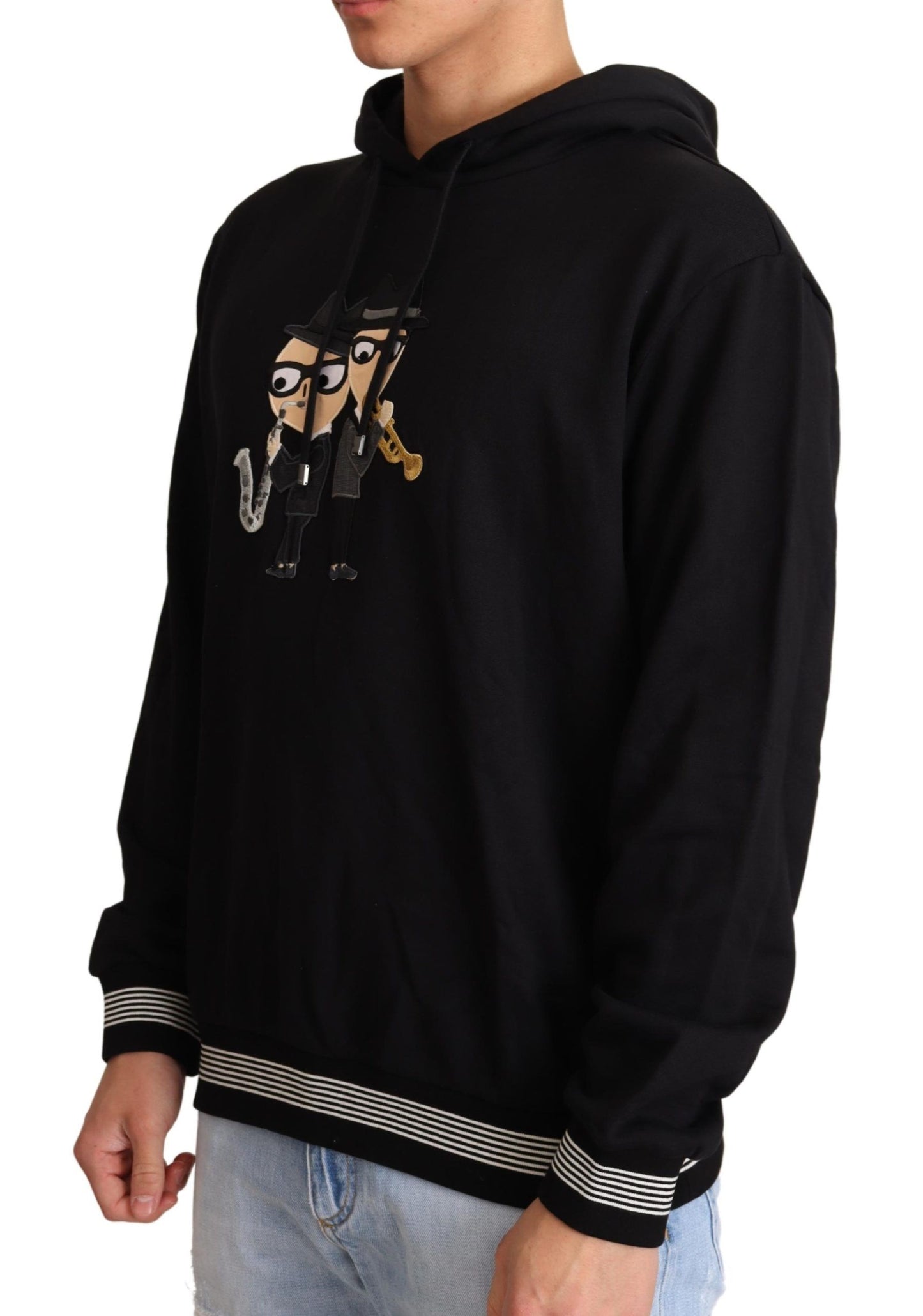 Dolce & Gabbana Elegant Embroidered Black Cotton Sweater Dolce & Gabbana