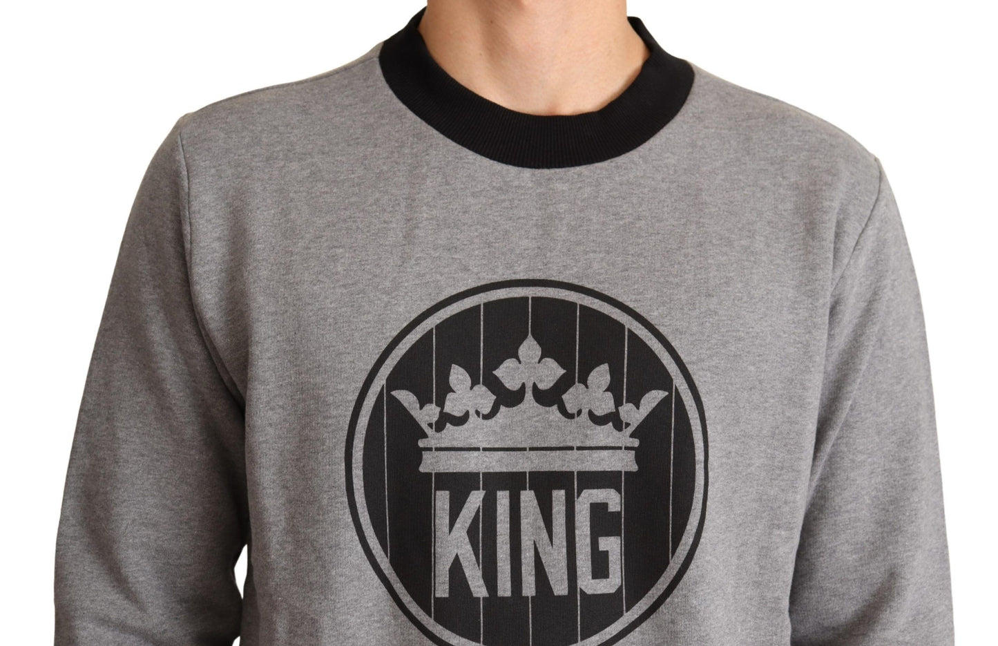 Dolce & Gabbana Elegant Gray Crown Motif Crewneck Sweater Dolce & Gabbana