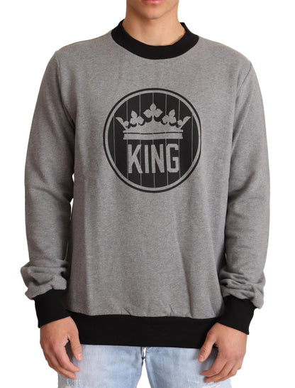 Dolce & Gabbana Elegant Gray Crown Motif Crewneck Sweater Dolce & Gabbana