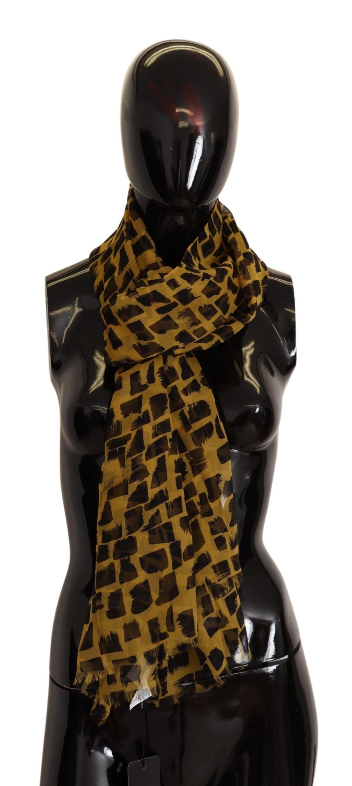 Dolce & Gabbana Elegant Silk Scarf in Yellow & Black Dolce & Gabbana