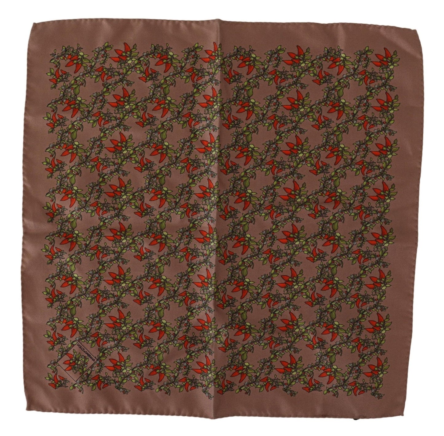 Dolce & Gabbana Elegant Brown Silk Pocket Square with Carrot Print Dolce & Gabbana