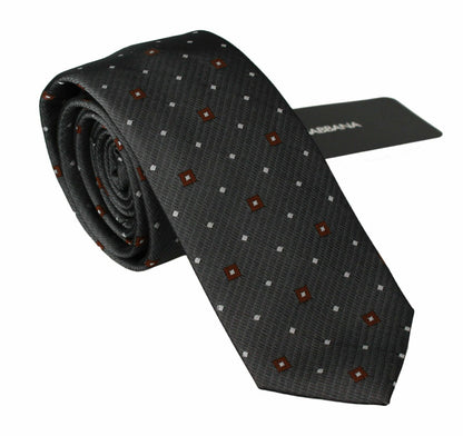 Dolce & Gabbana Elegant Gray Patterned Silk Blend Neck Tie Dolce & Gabbana