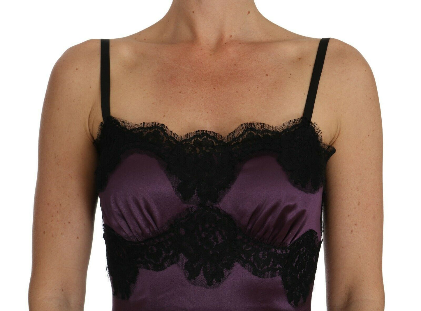 Dolce & Gabbana Elegant Purple Silk Lace Chemise Dress Dolce & Gabbana