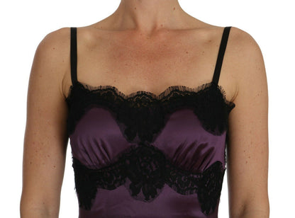 Dolce & Gabbana Elegant Purple Silk Lace Chemise Dress Dolce & Gabbana