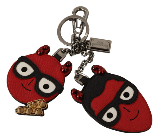 Dolce & Gabbana Elegant Red Leather & Brass Designer Keyring Dolce & Gabbana