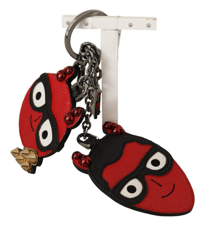 Dolce & Gabbana Elegant Red Leather & Brass Designer Keyring Dolce & Gabbana