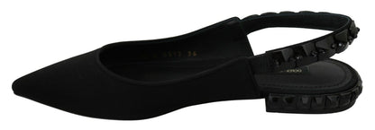 Dolce & Gabbana Elegant Silk Blend Slingback Flats with Crystals Dolce & Gabbana