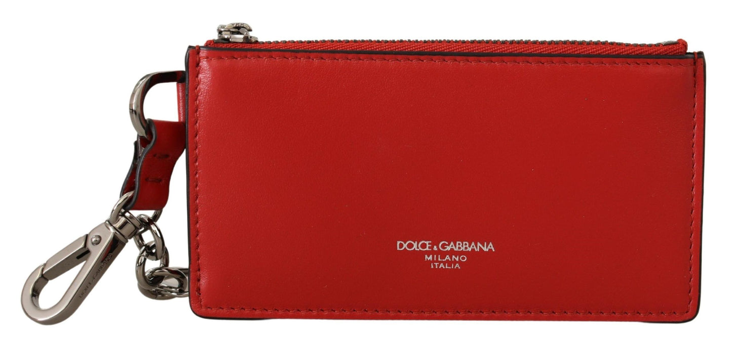 Dolce & Gabbana Elegant Leather Keychain in Vibrant Red Dolce & Gabbana