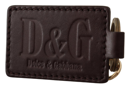 Dolce & Gabbana Elegant Unisex Leather Keyring with Gold Detail Dolce & Gabbana