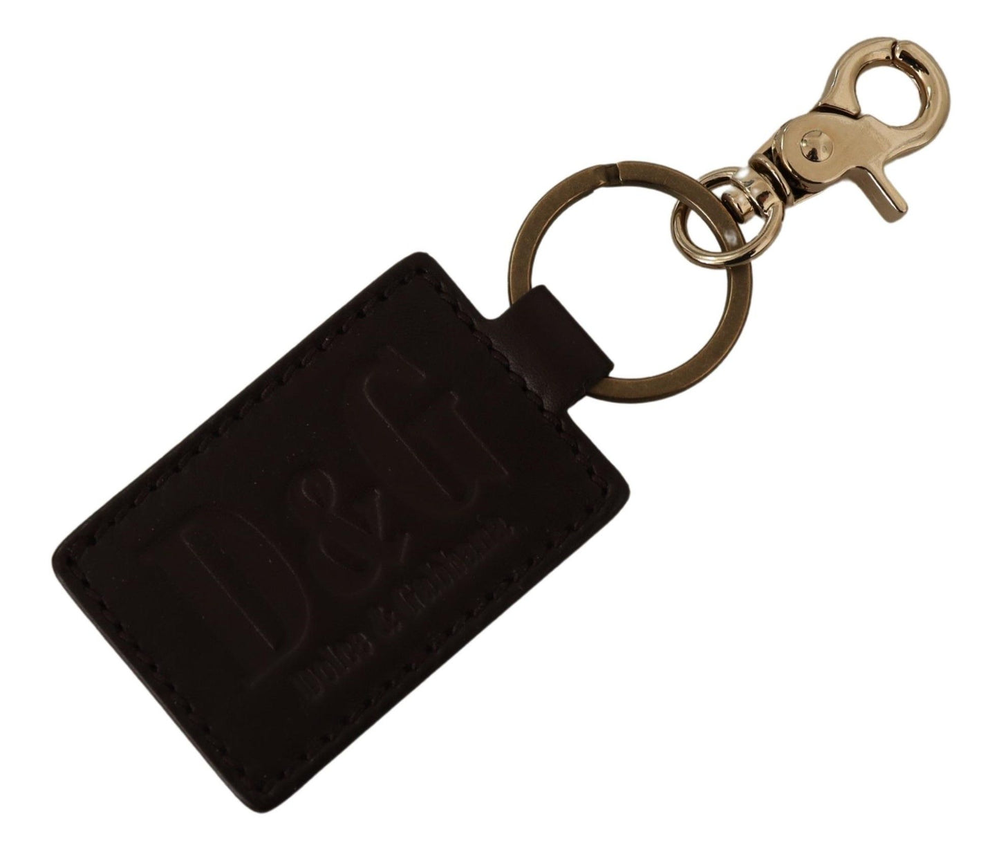 Dolce & Gabbana Elegant Unisex Leather Keyring with Gold Detail Dolce & Gabbana