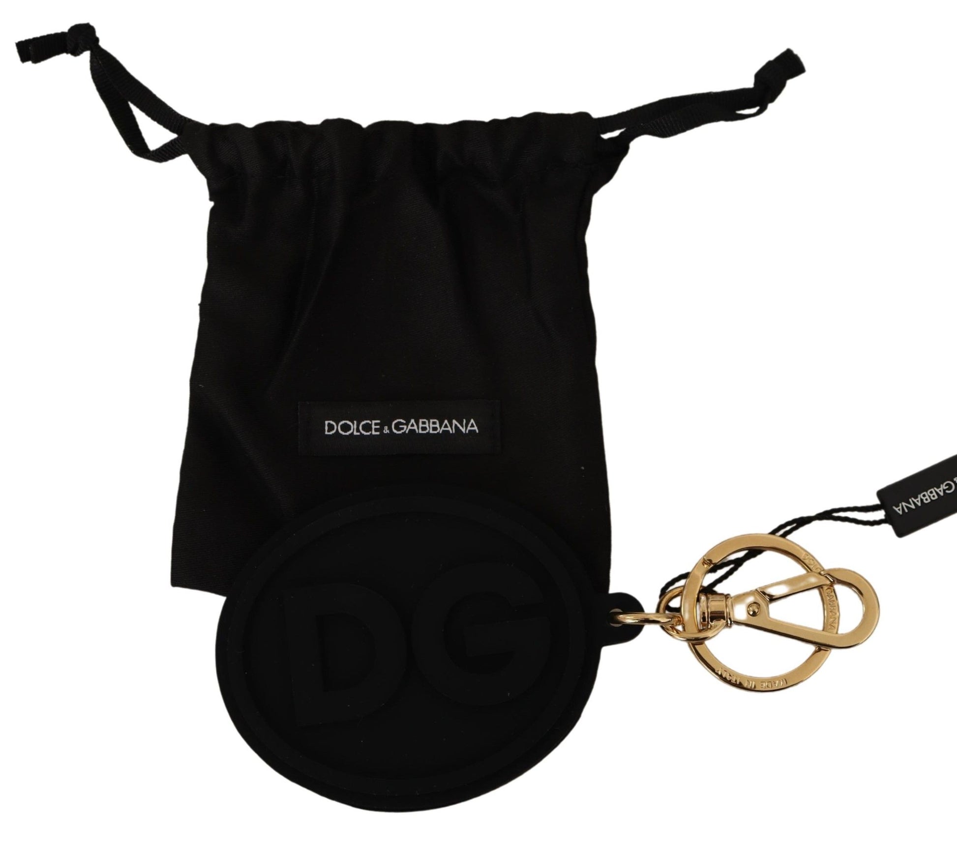 Dolce &amp; Gabbana মার্জিত কালো এবং সোনার কীচেন আনুষঙ্গিক