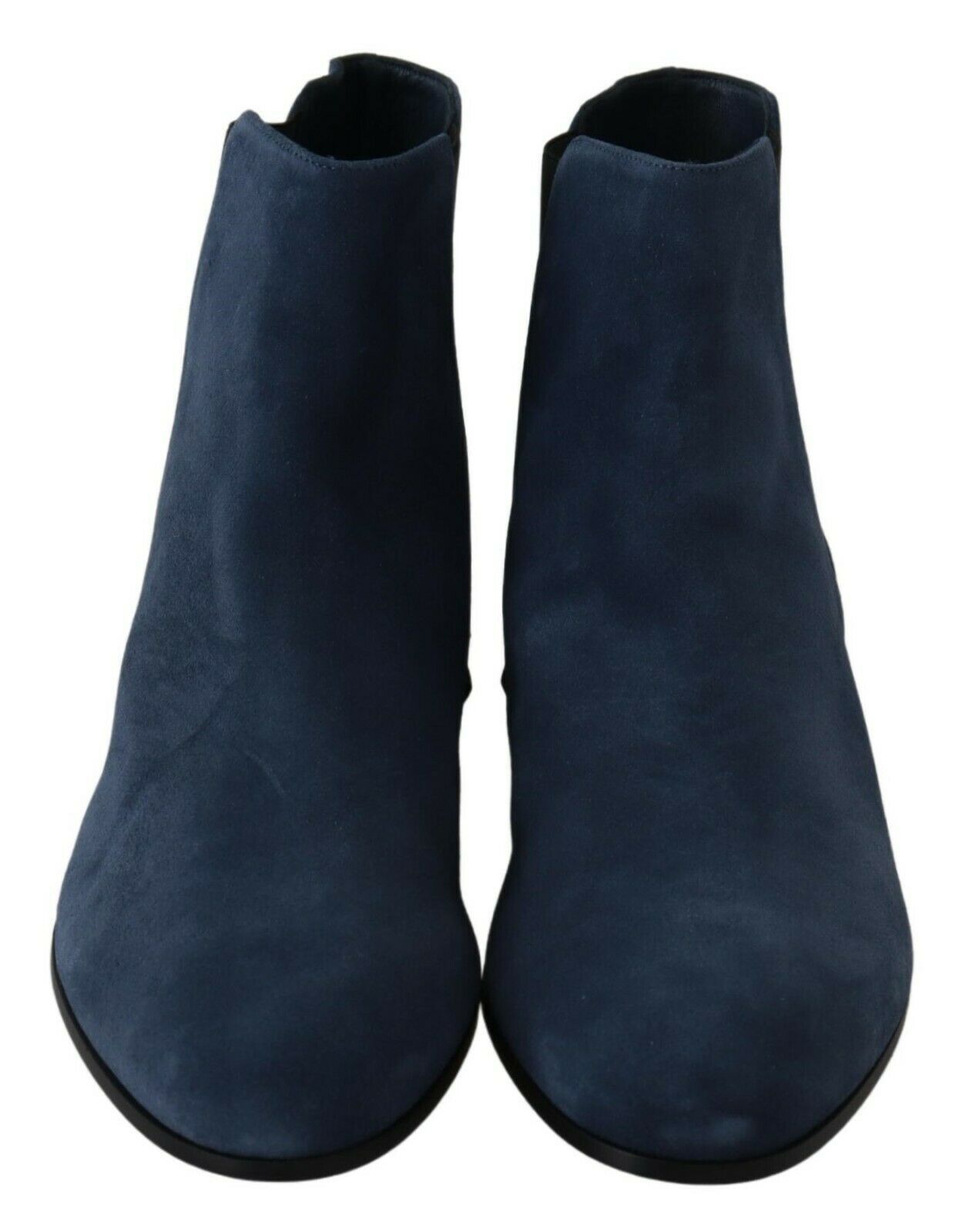 Dolce & Gabbana Chic Blue Suede Mid-Calf Boots with Stud Details Dolce & Gabbana